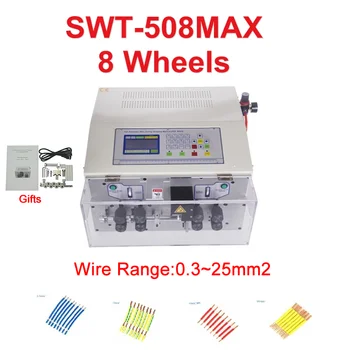 SWT508MAX 8 גלגלים פילינג הפשטה מכונת חיתוך מחשב אוטומטי חוט חשפנות חשפנות מכונת 0.3 כדי 25MM2 800W