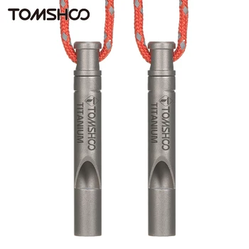 Tomshoo 1/2pcs האולטרה טיטניום משרוקית חירום כולל כבל חיצוני קמפינג טיולי הליכה לחקור חירום הישרדות בקול שריקה