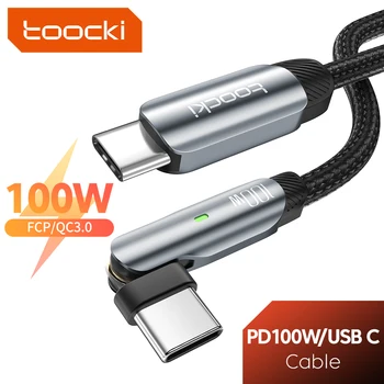 Toocki 180° סיבוב המרפק USB C סוג C כבל 100W משטרת מהיר טעינת כבל נתונים עבור משחק עבור Samsung Huawei כבל טעינת USB-C