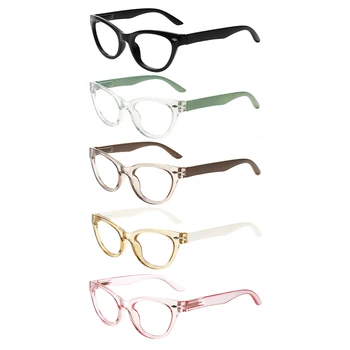 TUREZING של נשים אופנת צבע שקוף מסגרת משקפי קריאה צירי מתכת נוח דקורטיביים משקפיים מרשם 0-600