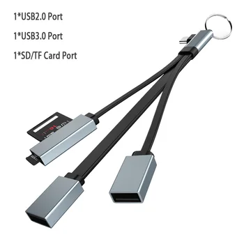 USB C האב קורא כרטיסים מסוג-C ל-USB 3.0 HUB 2.0 SD-תואם קורא כרטיסי TF OTG כבל מתאם עבור טלפון אנדרואיד