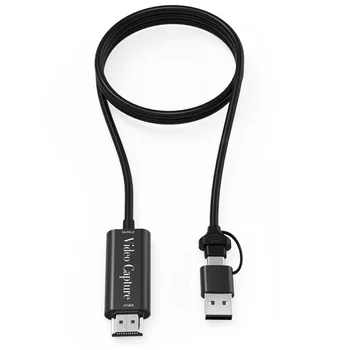 USB USB C כפול נמל ממיר כבלים רכזת Full HD 4K 60HZ וידאו AV Video Grabber כבל מתאם עבור המחשב שיא זרימה