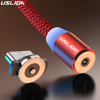 USLION 3M מגנטי כבל מיקרו USB עבור סמסונג אנדרואיד טלפון נייד מסוג-c טעינה לאייפון 14 13 12 מגנט מטען חוט השדרה