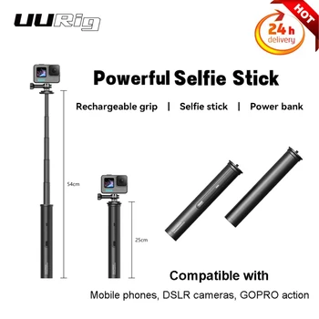 UURIG 5000mah טעינה Selfie מקל חצובה כוח הבנק עבור GoPro DJI פעולה 3 אוסמו Insta360 פעולה ספורט מצלמה/טלפון חכם