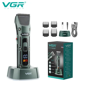 VGR שיער גוזז שיער מקצועי תספורת נטענת לשיער מכונת חיתוך אלחוטי עם בסיס טעינה קוצץ לגברים V-696
