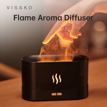 Vissko ארומה מפזר אוויר מכשיר אדים על קוליים, ארומתרפיה הקרירים היוצר 180ML שמן אתרי להבת המנורה Difusors הבית.