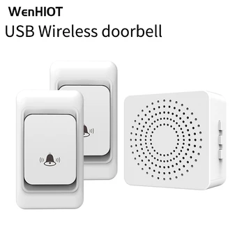 WenHIOT חיצוני אלחוטי פעמון עם מחבר ה-USB מקלט 3 רמות עוצמת הקול 38Rings סוגים 150M למרחקים ארוכים בבית ברוכים הבאים פעמון הדלת