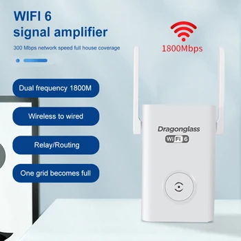 WiFi 6 מהדר 1800Mbps Dual Band 2.4/5Ghz Wireless Gigabit מאריך האות הרחבה Booster ארוך טווח Ethernet Amplifer