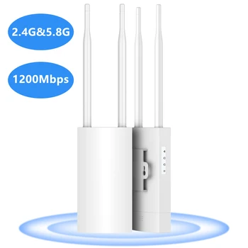 Wireless Gigabit חיצונית נקודת גישה 2.4 G&5.8 G WiFi טווח Extender חזרה עם 2*5dbi אנטנה עמיד IP66 עבור החצר האחורית.