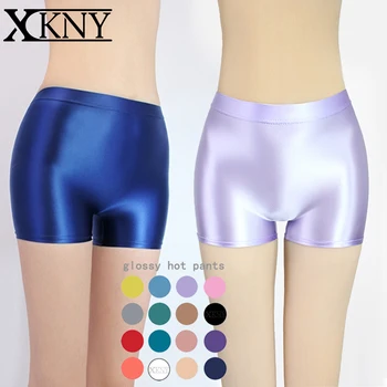 XCKNY סאטן מבריק קצרים אטום סקסי משיי מבריק חם מכנסיים עם קו מותן גבוה לרוץ לשחות פנאי מכנסיים חותלות מבריק