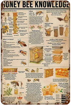 Xiddxu וינטג ' פח, שלט מתכת פלאק דבש דבורים הידע שלט מתכת רטרו קיר בעיצוב בית מלון בתי קפה לחתום מתנה 6x8 אינץ