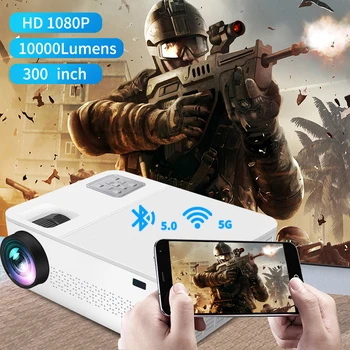 YERSIDA מקרן G6 יליד 1080P FULL-HD, מקרנים עבור טלפון נייד 5G Bluetooth 10000 Lumens תמיכה 4K סרט קולנוע ב. מ. וו