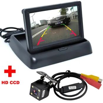 אוטומטי סיוע חניה חדש LED לילה לרכב CCD מצלמה אחורית עם 1/4 אינץ LCD צבעוני וידאו רכב מתקפל צג המצלמה.