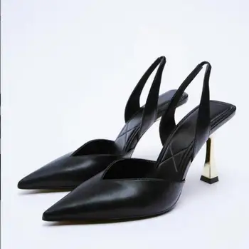 אופנה נשים נעלי העקב גבוה מחודד בוהן רדוד סנדלים נעלי העקב האחורי רצועה המקצוע נשים נעלי העקב גבוה משאבות גדולות