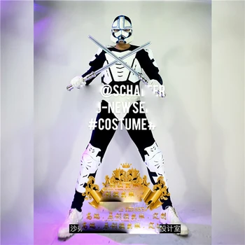 אורות LED לייזר חרב תלבושות מועדון גברים של גוגו כוכב שריון מלחמות העתיד טכנולוגיה להראות מרחב כוכב armor robot בגדי ריקוד