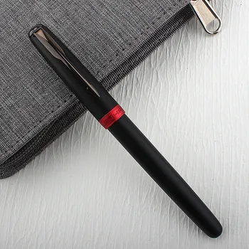 איכות יוקרה Jinhao שחור מתכת עט נובע טיטניום שחור נוסף בסדר החוד מרקם הכתיבה מעולה מתנה עט