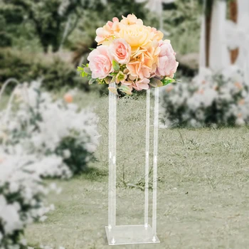 אלגנטיות קריסטל מלבן אקריליק חתונה פרח סטנד שולחני מדף תצוגה על השולחן המרכזי קישוט