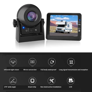 אלחוטית Wifi היפוך מצלמה עם 4.3 אינץ ' LCD צג IP68, עמיד למים רכב מצלמה אחורית ערכת רכב משאית