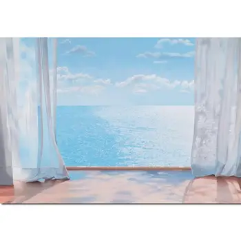 אמנות קיר אוקיינוס ציור Oversea מבט שקט רגע בעבודת יד שמן בד עכשווי ימי יצירות אמנות בסלון עיצוב משרד