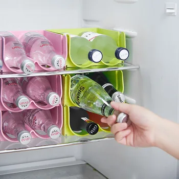 אנטי ליפול חפיפה אחסון מדף זכוכית של בקבוק בירה לשתות מחזיק המקרר, מגירת משקאות סעיף מנפק לחיסכון במקום מגש
