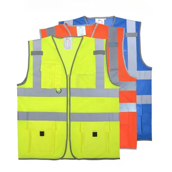 אפוד ניראות גבוהה רעיוני חגורת בטיחות בטיחות, בגדי עבודה רעיוני וסט מרובה כיסים Workwear בטיחות הז ' קט גברים