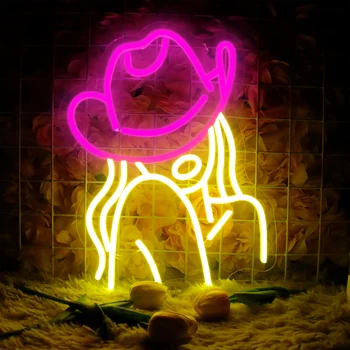 בוקרת ניאון קאובוי במערב רטרו מסוג Led אורות ניאון על קיר חדר השינה עיצוב המשחק מועדון בר אישיות מנורת ניאון