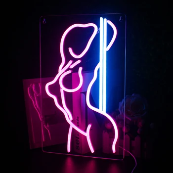 בחורות סקסיות LED שלט ניאון אור מותאם אישית בעבודת יד קיר בעיצוב ניאון בר מועדון לילה מסיבה Hotle עיצוב שלט USB אור אקריליק