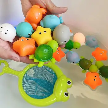 בייבי צעצועי אמבטיה למצוא דגים המשחק צעצועים לילדים רכים שירותים משחקים חיות אמבטיה איור צעצוע עם רשת דייגים פעוטות ילדים