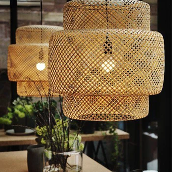 במבוק תליית מנורה יפנית במבוק יצירות אמנות מנורות מסעדה ארוגים המנורה בסלון במבוק המנורה מנורת נצרים