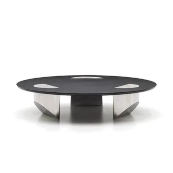 בסלון שולחן קפה עגול מודרני זכוכית מתכת 1350*290