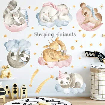 בעלי חיים קריקטורה תינוק ישן מדבקות קיר פנדה פיל מדבקות קיר לילדים, חדר משחקים חדר התינוק אחות בבית Decoartion