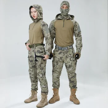 ברדס טקטי הסוואה בגדים שיתאימו צבא אוהדים CS שדה קרב אימון המדים חיצונית איירסופט יריות צבאי חולצה מכנסיים