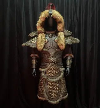 ג ' ינגיס חאן המונגולי הפרשים שריון גברים עור פלסטיקה סינית עתיקה לא ברזל