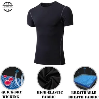 גברים Pro מעצב דחיסה תחתונים 3D לחתוך צמוד,חולצת מגניב אלסטיות גבוה זיעה מהיר יבש הפתילה ספורט כושר עם שרוולים קצרים