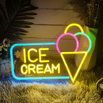גלידה ניאון אורות קפה מסעדה אורות ניאון שלט Led הקיץ קינוח הבית עיצוב קיר בר ניאון הובילו שלט