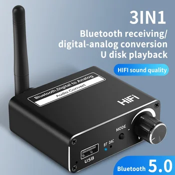 די. 18 Bluetooth מקלט 5.0 - דיגיטלי אנלוגי ממיר אודיו, דיסק U השמעה, מתאם AUX