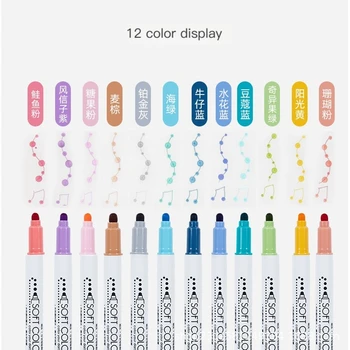 האומנות 12 צבעים כפולה טיפ נקודה עט סימון מתכתי קלאסי & צבעים 0.5-1 מ 