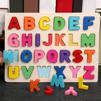 האלפבית ABC מספרים עץ פאזלים לוח חינוכי צעצוע לילדים לימוד מתנה