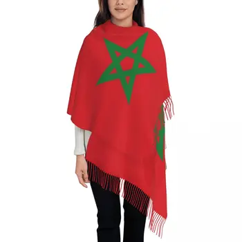 הדגל של מרוקו ציצית צעיף נשים רך צעיף לעטוף נקבה החורף צעיפים