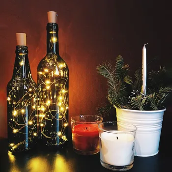 הוביל פיות מחרוזת מנורות פקק בקבוק זכוכית מלאכה חוטי נחושת אורות חג גרלנד חתונת מסיבת חג מולד תפאורה מנורת 1-3M