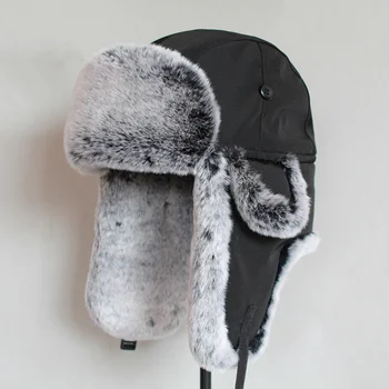 החורף Bomber at לגברים חיקוי פרווה רוסי Usanka נשים טיק חמים כובע שנינות מחממי אוזניים