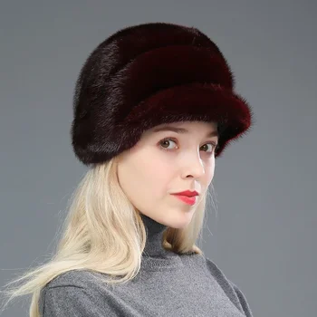 החורף מוצק צבע פרווה עבה כובע נשים יוקרה חורפן פרווה כובע תרמי חיצוני רכות זיפים רכים כדי למנוע קר בכובע פרווה