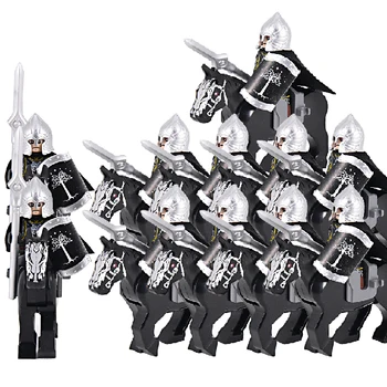החייל עם סוס מלחמה גונדור צבא דמויות שר הטבעות שריון לוחם משמר ארצ ' ר מימי הביניים אבירים אבני בניין לבנים צעצועים מתנה