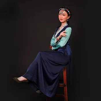 הטיבטי השמלה נשים סינית עממית בסגנון גלימות אביב קיץ שרוול ארוך מהמסורת הטיבטית ביגוד יוקרתי Tradicional טיבט