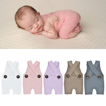 היילוד צילום פרופ כפתור סרבל מכנסיים תמונה של התינוק רומפר תלבושת