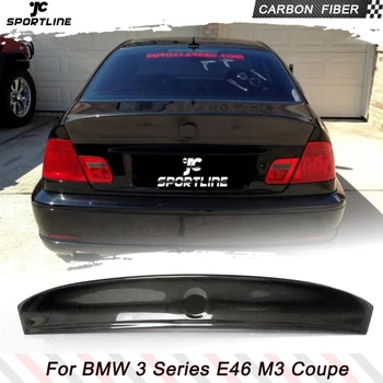 המכונית-סטייל אמיתי סיבי פחמן האחורי ספוילר אגף המטען השפה לקצץ מדבקה מותאם אישית ספוילר עבור BMW E46 קופה 2000 - 2006