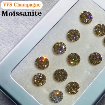 המעבדה גדל Moissanite חופשי חן עגול שמפניה/לבן VVS1 חיתוך מצוינת העליון יהלומים אבן 3ct לנשים ליצירת תכשיטים