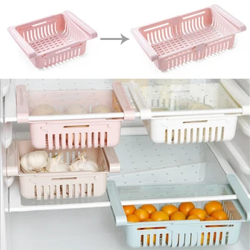 המקרר מגירת אחסון תיבת להרחבה פלסטיק מחיצה טרי-שמירה על מטבח ארגונית ירקות פירות ביצה תלייה מתלה