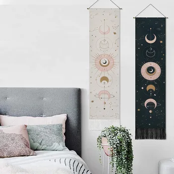 הנורדית בסגנון בוהו עיצוב הבית שטיח ליקוי ירח גלילה ציור בסלון עיצוב חדר השינה של האסתטיקה אמנות קיר תלוי היפי