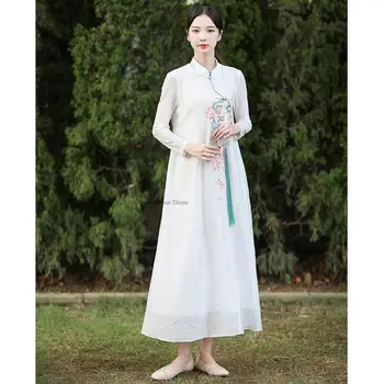 הסגנון הסיני המסורתי Hanfu צ 'י פאו שיפור הלאומי סגנון נשים אלגנטי בציר קלאסי Ao דאי שמלת וינטאג', שמלה
